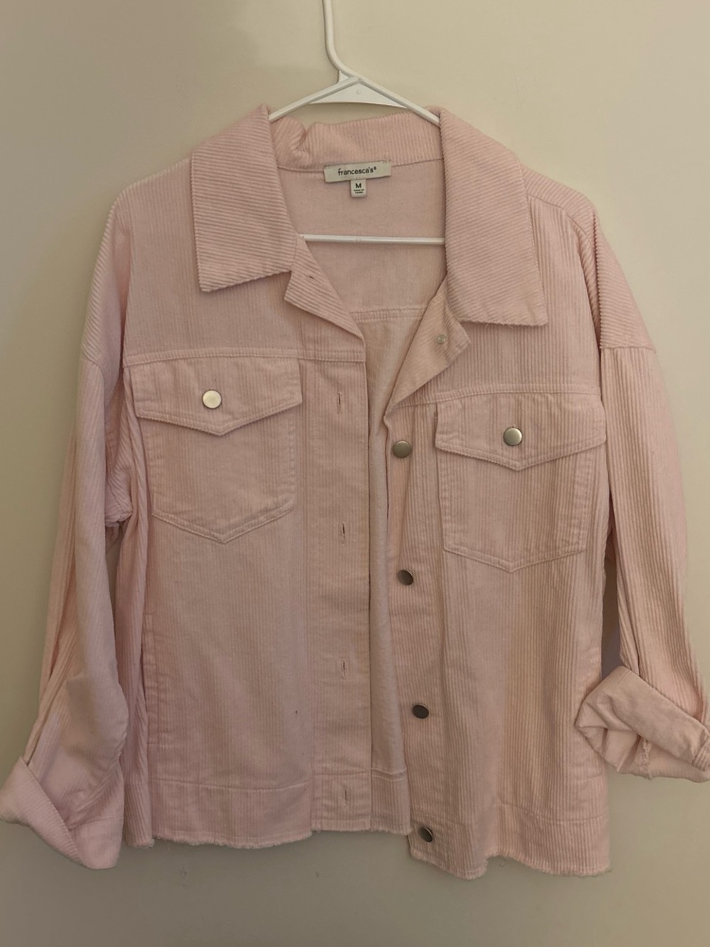 Francesca's Collections Pastel Pink Corduroy Jacket